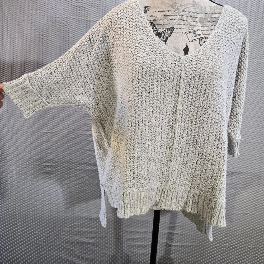 Free People Oversized Cozy Cat Chunky Pullover Knit Sweater XS Slouchy Boxy Boho - Picture 3 of 13